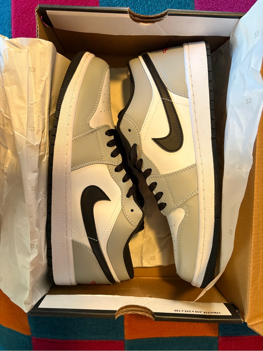 Nike Men’s sz 12 Jordan 1 Low SE — White, Light Gray & Black